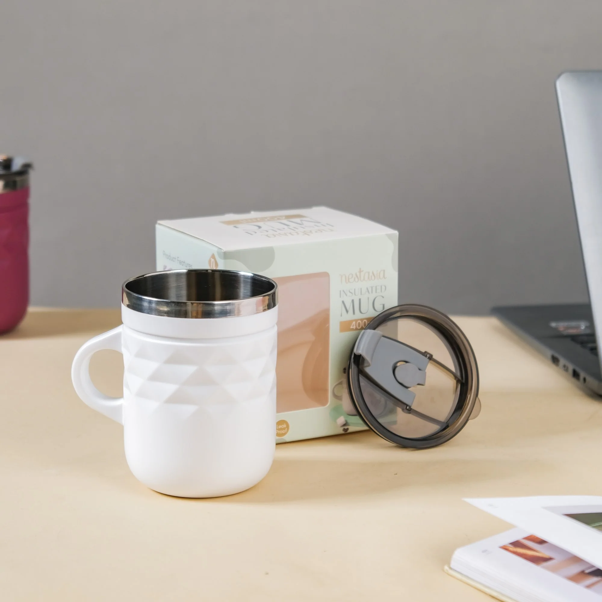 Coffee Mug Set Of 2 White 400ml - Image 2
