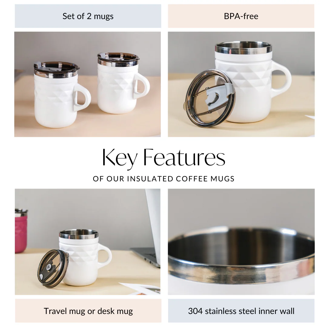 Coffee Mug Set Of 2 White 400ml - Image 4