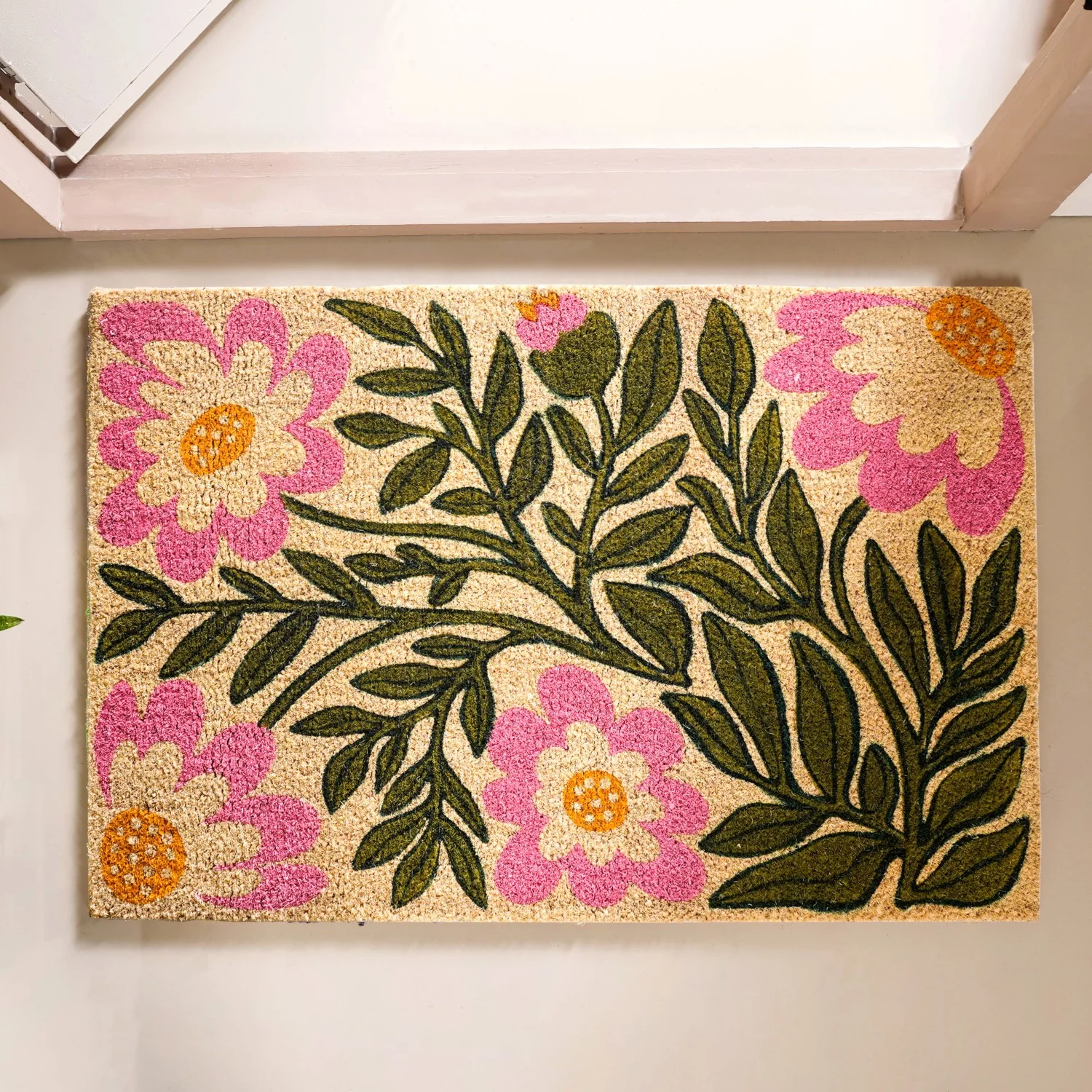 Coir Floor Mat With Floral Print 36x24 Inch - Image 2