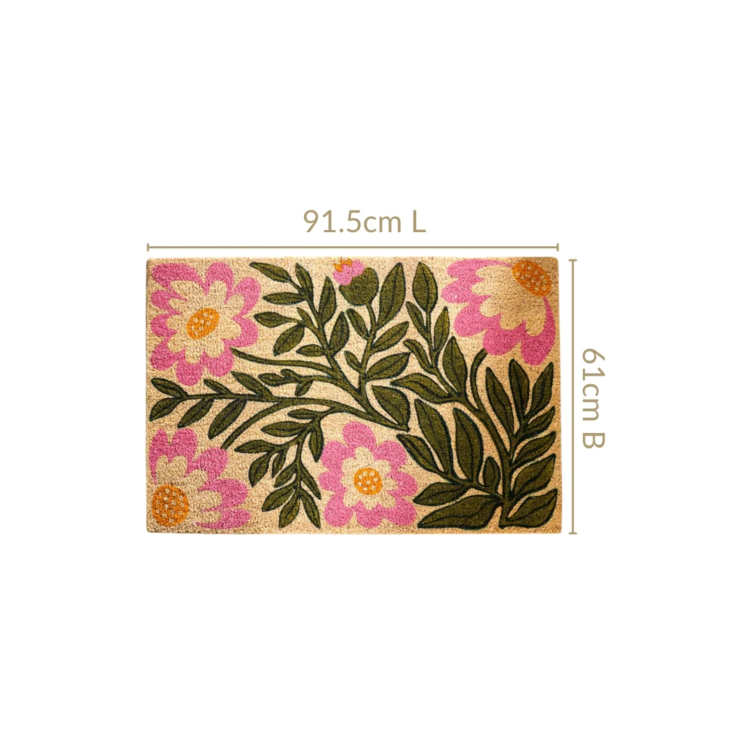 Coir Floor Mat With Floral Print 36x24 Inch - Image 4