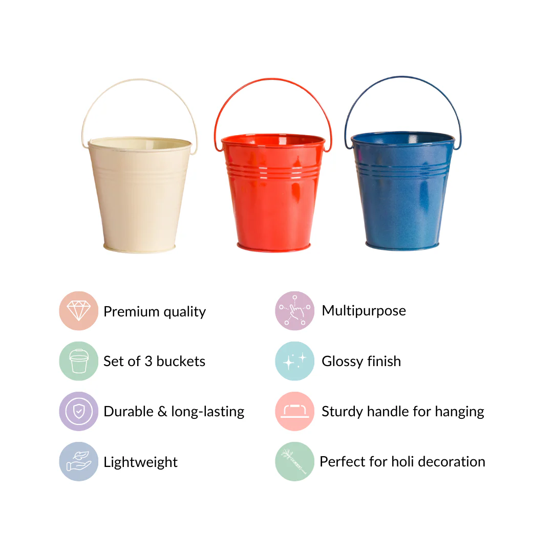 Colourful Metal Bucket Set Of 3 - Image 6