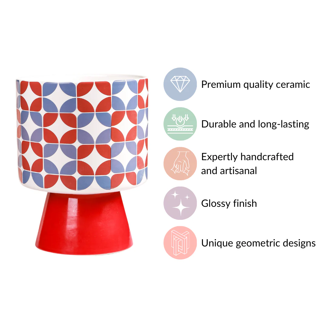 Colourful Pedestal Vase Bauhaus Red - Image 5