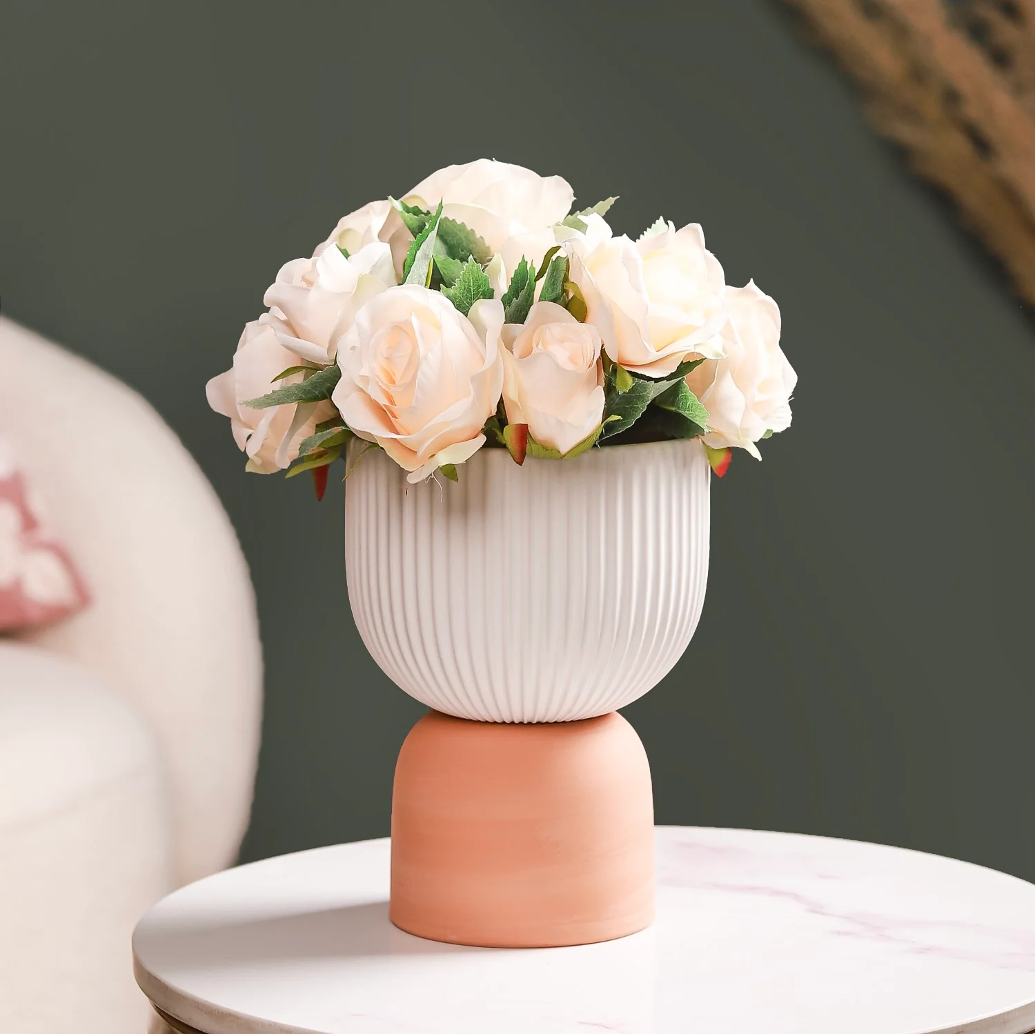 Contemporary Ceramic Pot White - Image 2