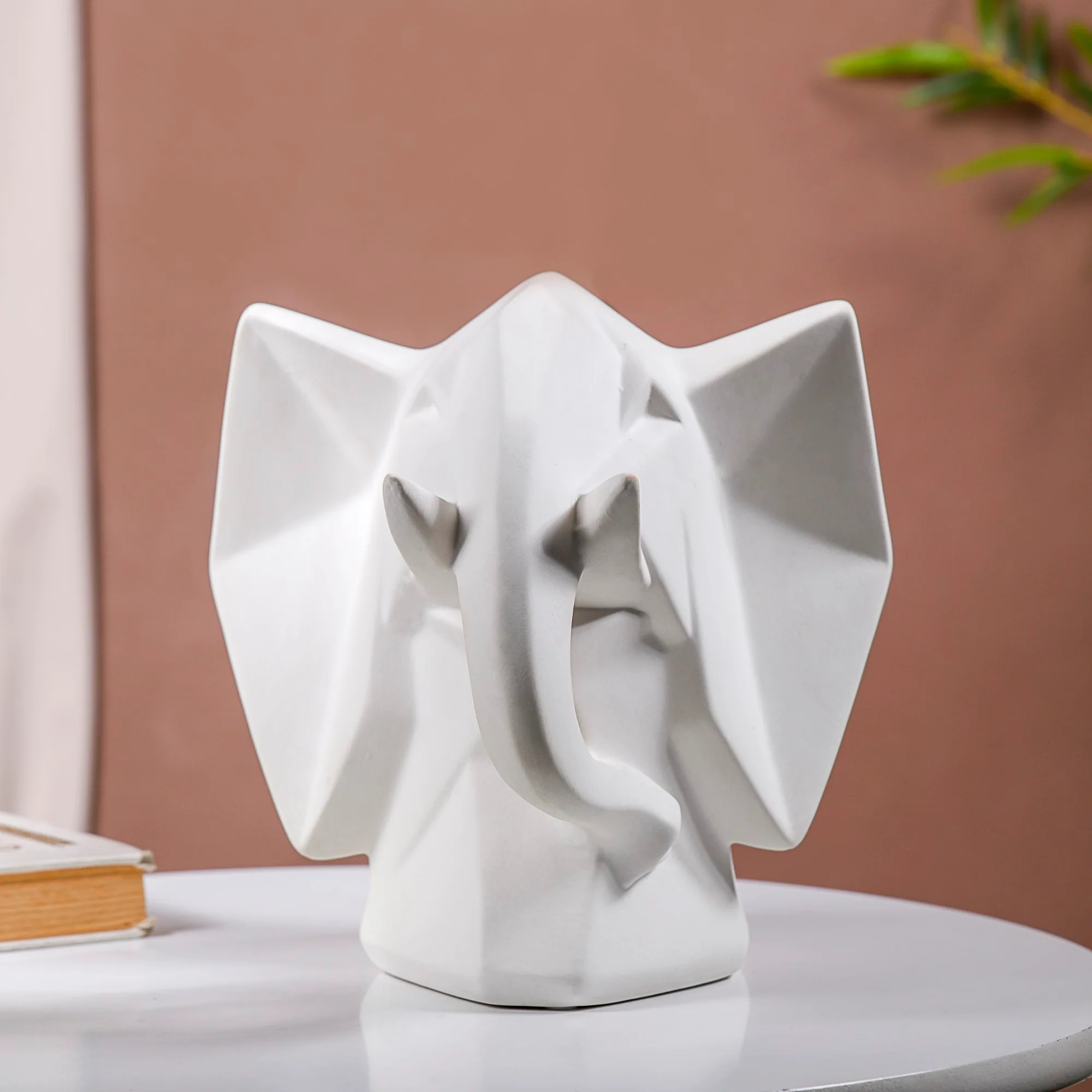 Contemporary Elephant Bust Ceramic Sculpture - Image 2