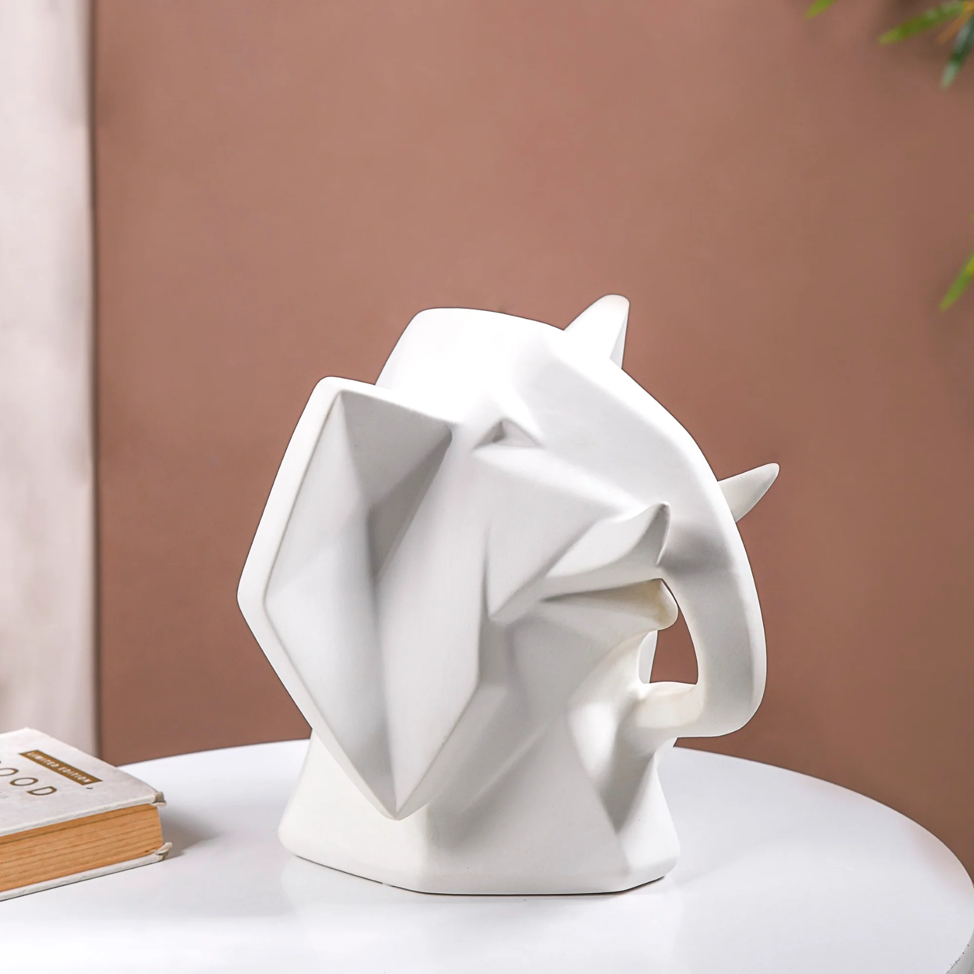 Contemporary Elephant Bust Ceramic Sculpture - Image 3