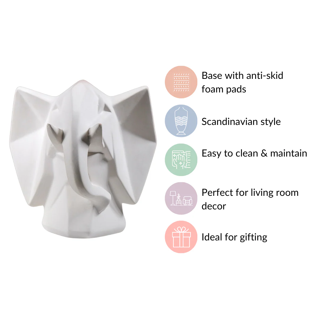 Contemporary Elephant Bust Ceramic Sculpture - Image 5