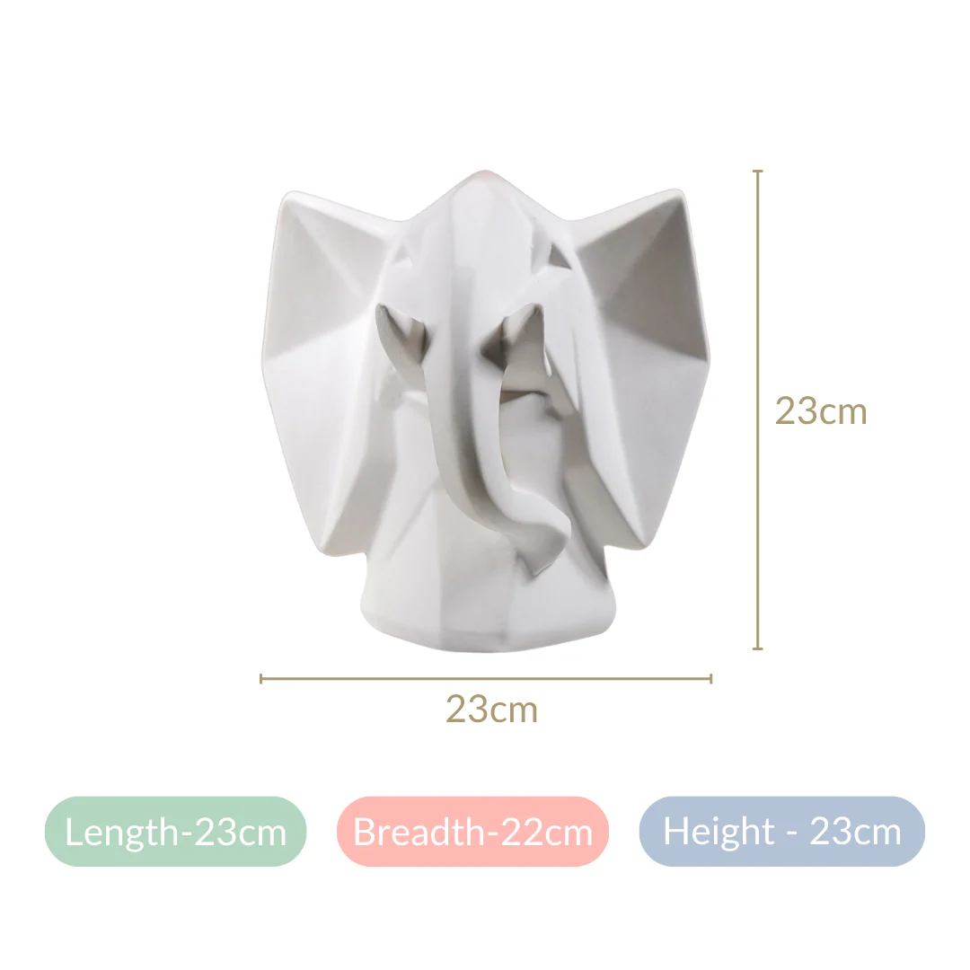 Contemporary Elephant Bust Ceramic Sculpture - Image 6