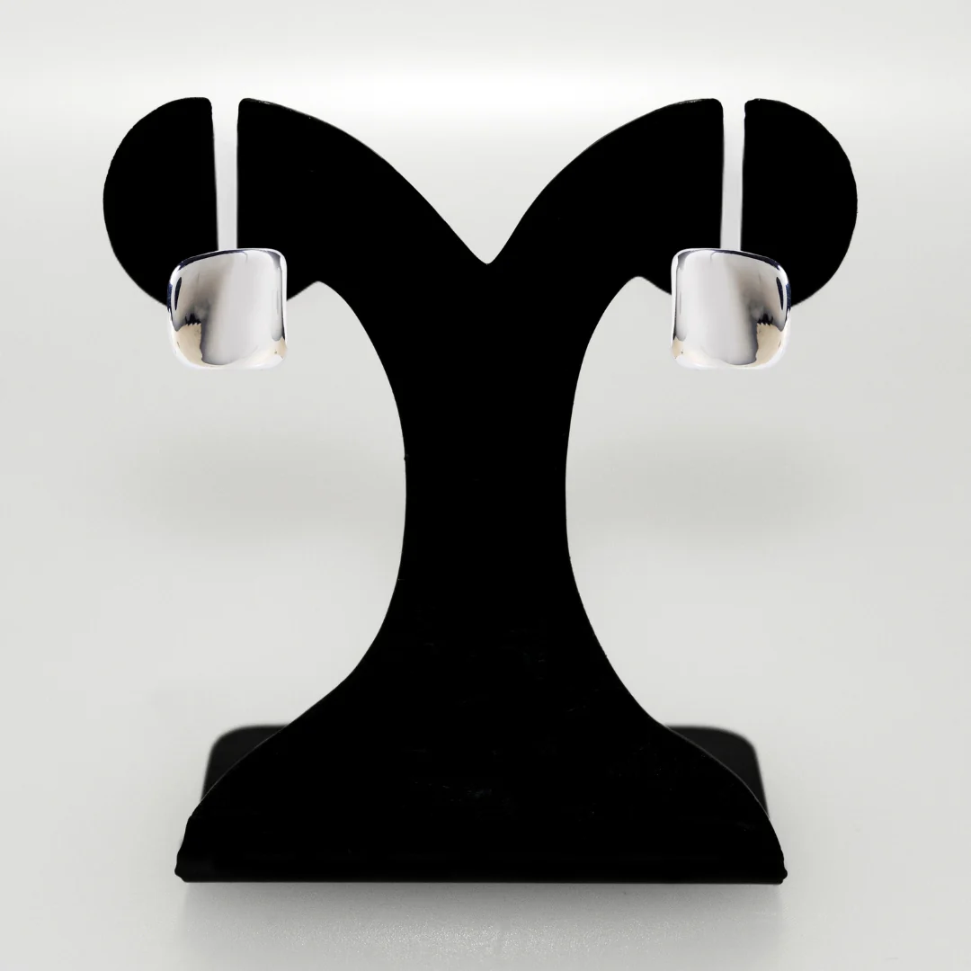 Contemporary Hammered Silver Toned Studs - Image 6