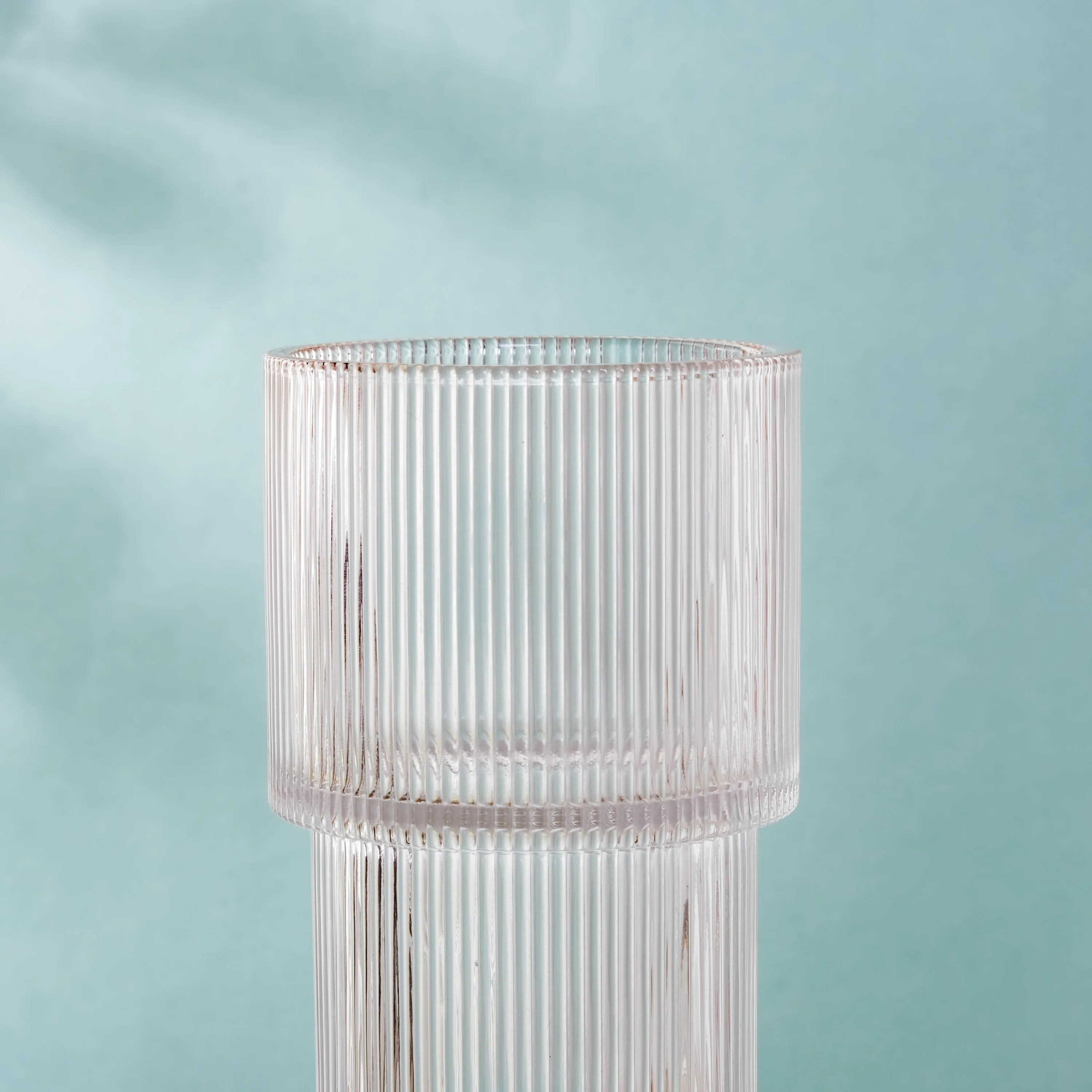 Contemporary Ribbed Textured Glass Flower Vase - Image 5
