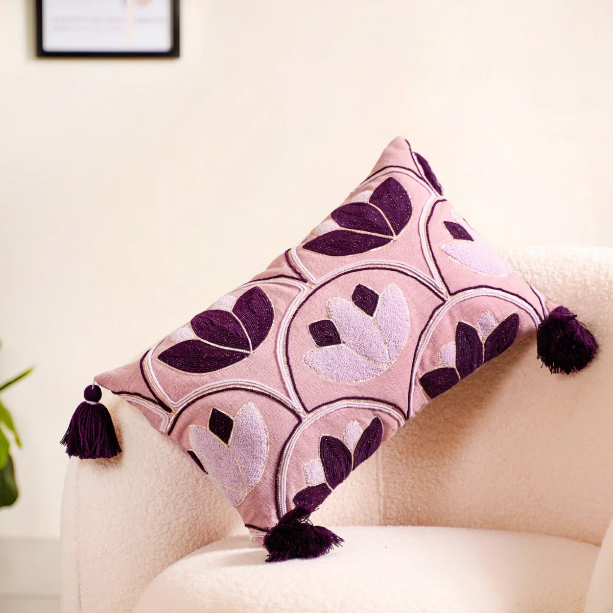 Contemporary Tufted Lotus Cushion Cover 18x11 Inch - Image 2