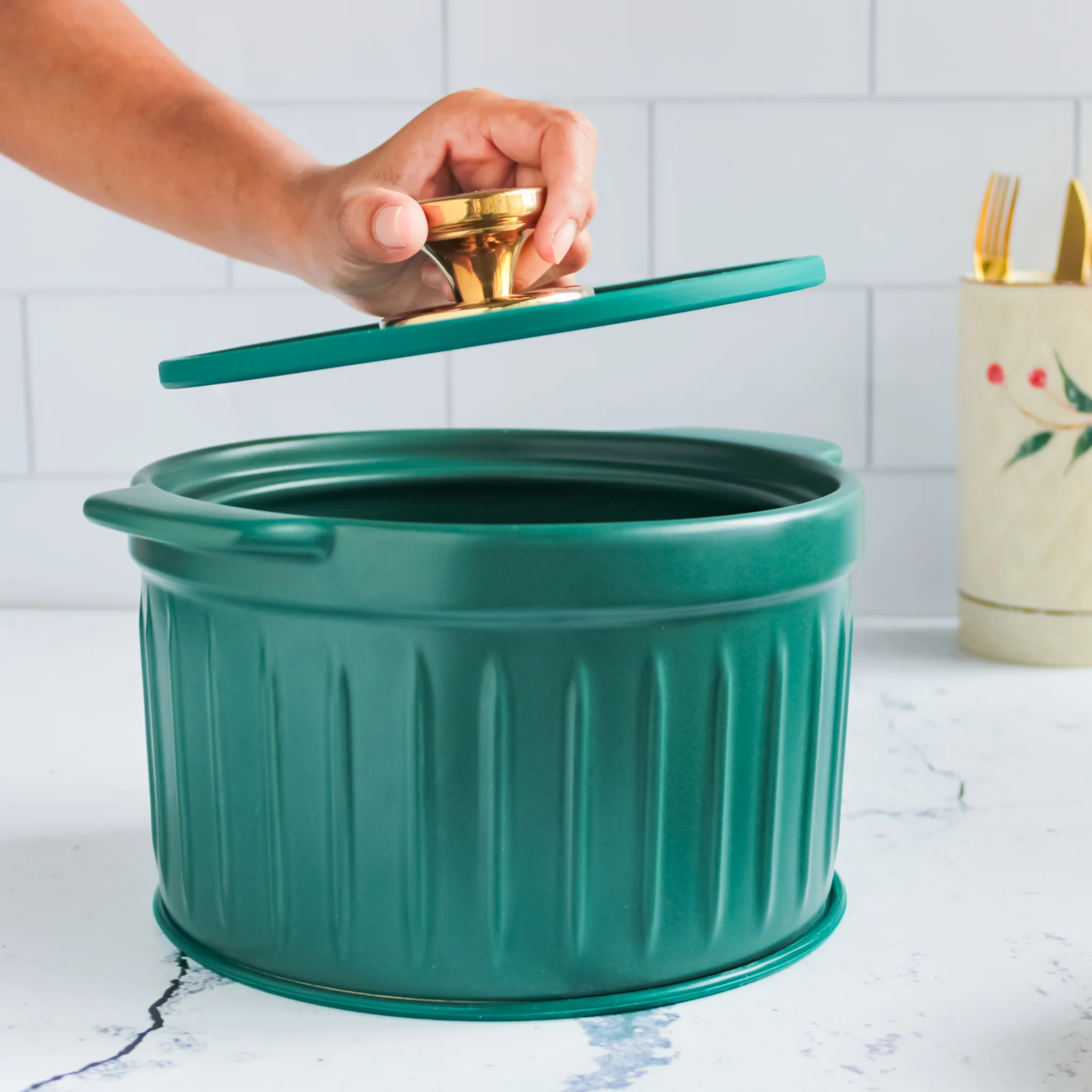 Cooking Pot with Glass Lid Green - Image 3