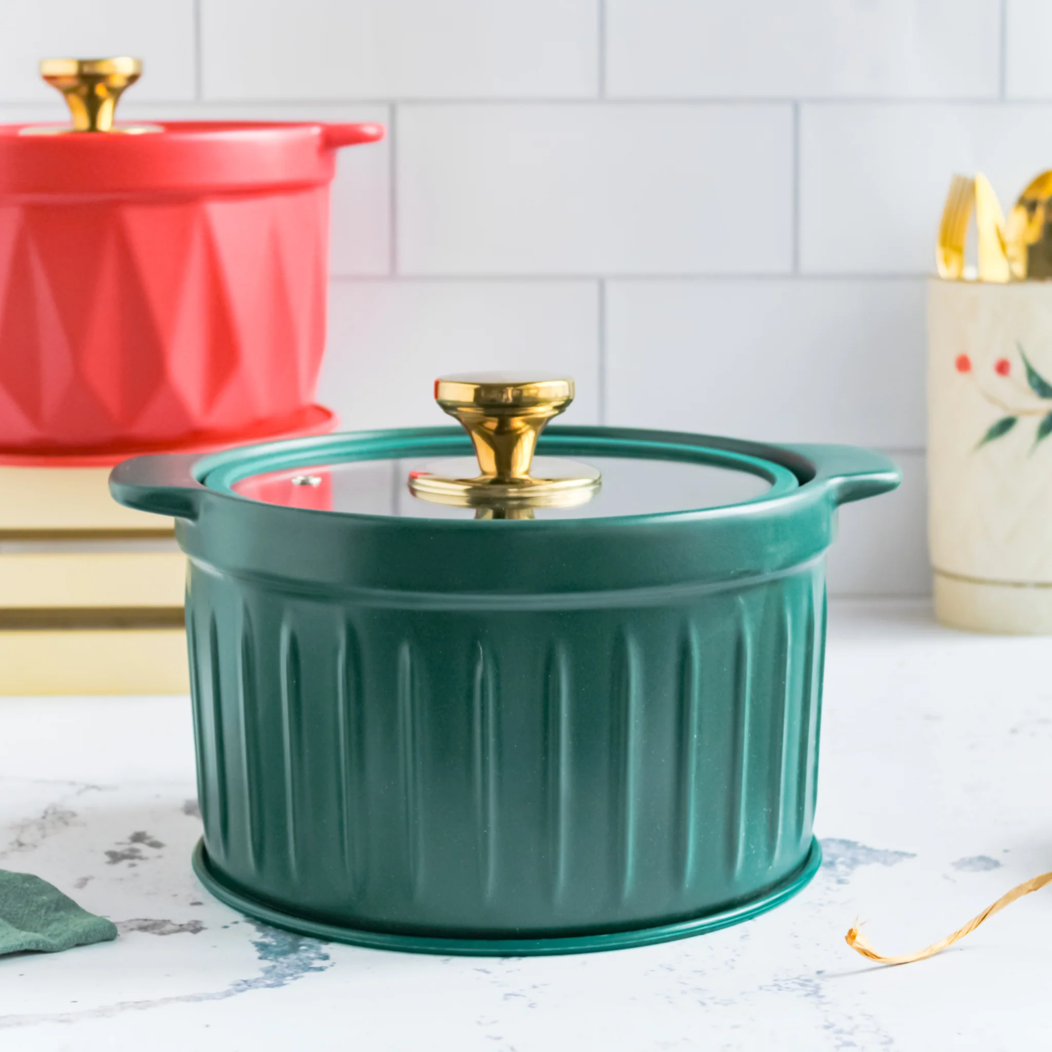 Cooking Pot with Glass Lid Green - Image 5