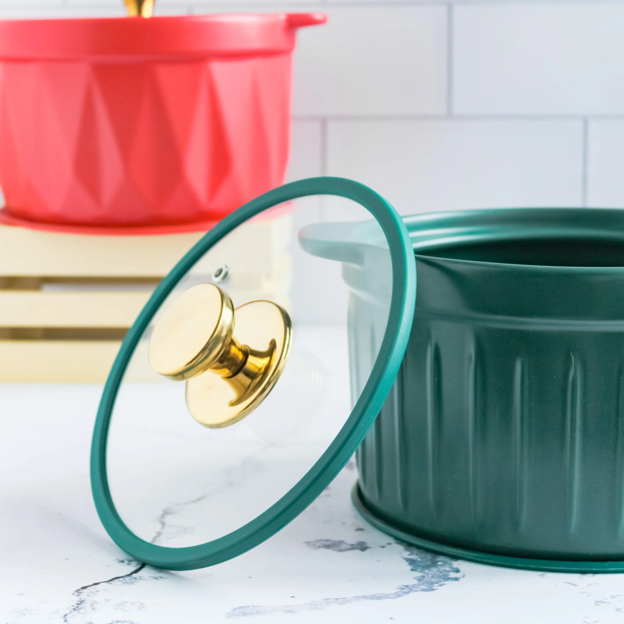 Cooking Pot with Glass Lid Green - Image 6