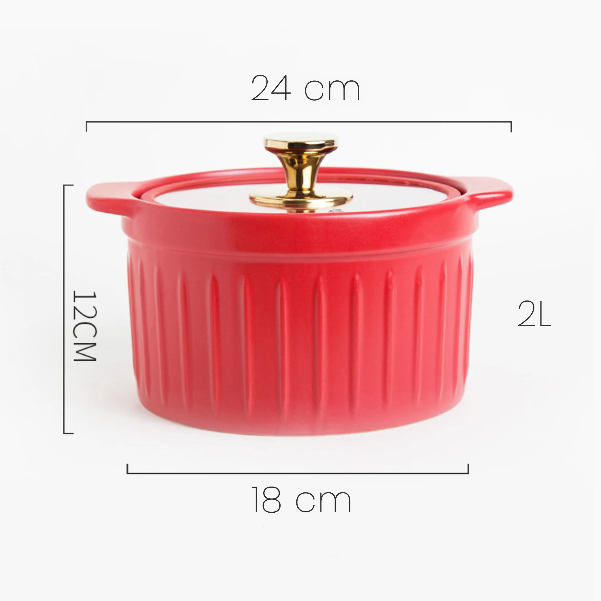 Cooking Pot with Glass Lid Red - Image 12