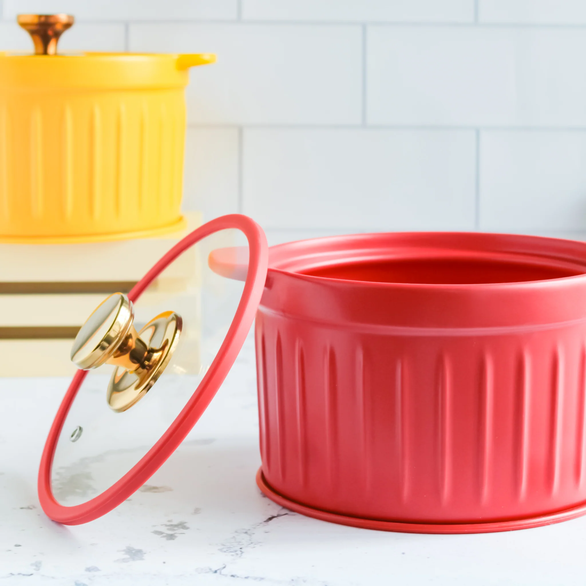 Cooking Pot with Glass Lid Red - Image 8
