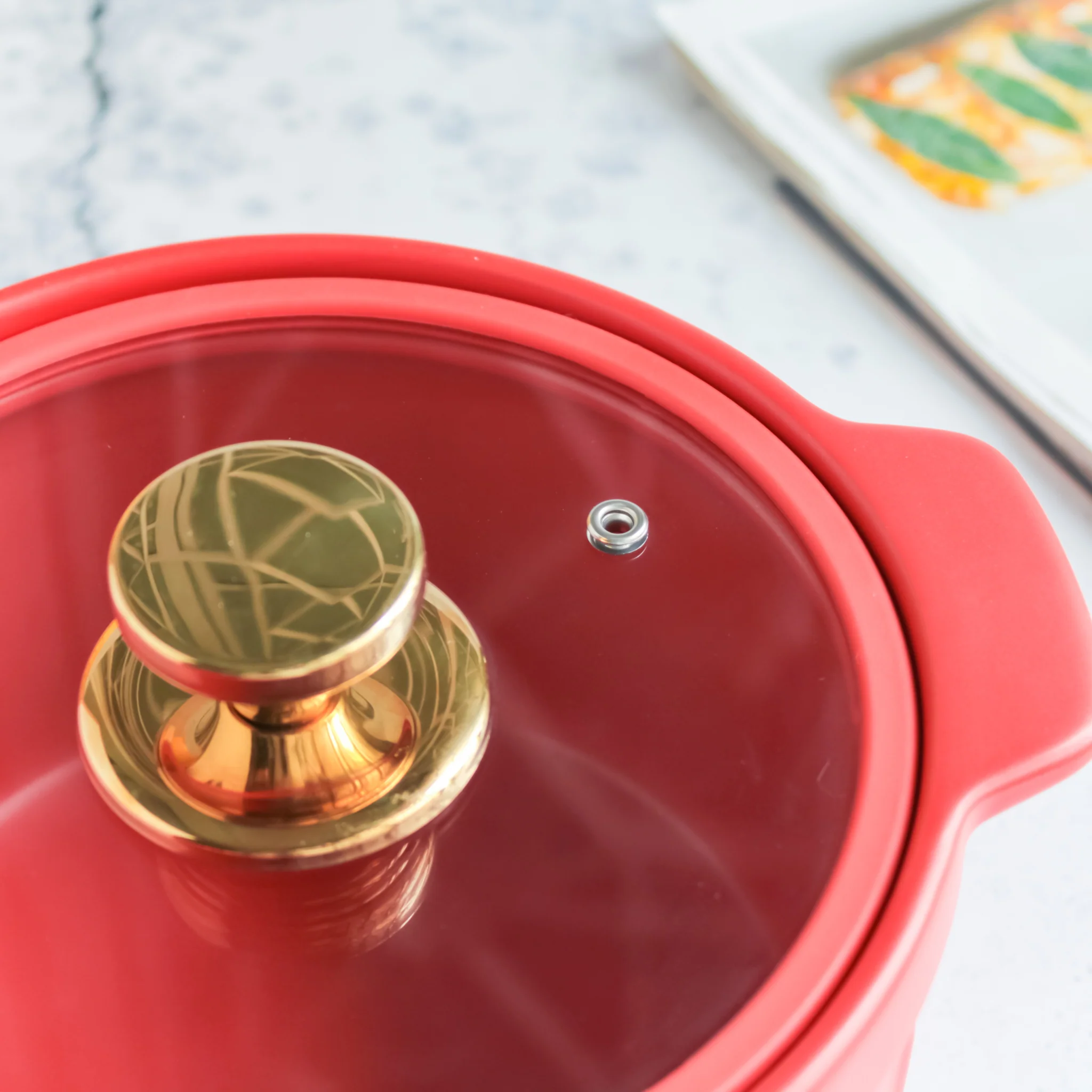Cooking Pot with Glass Lid Red - Image 9
