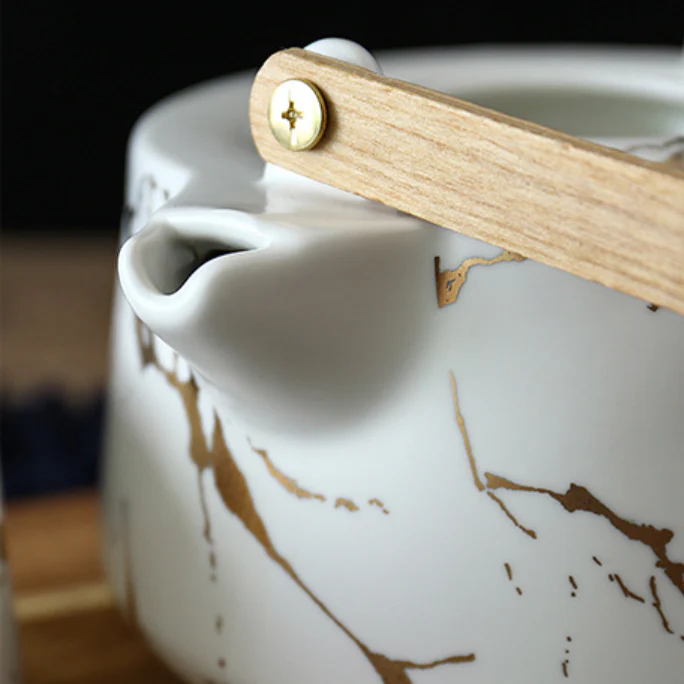 Marble White Gold Tea Set - Image 5