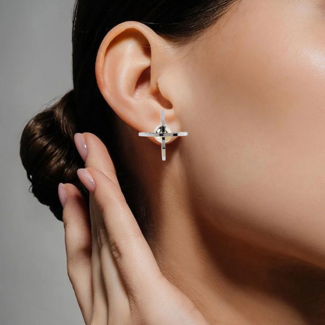Cosmic Harmony Elliptical Drop Earrings - Image 2