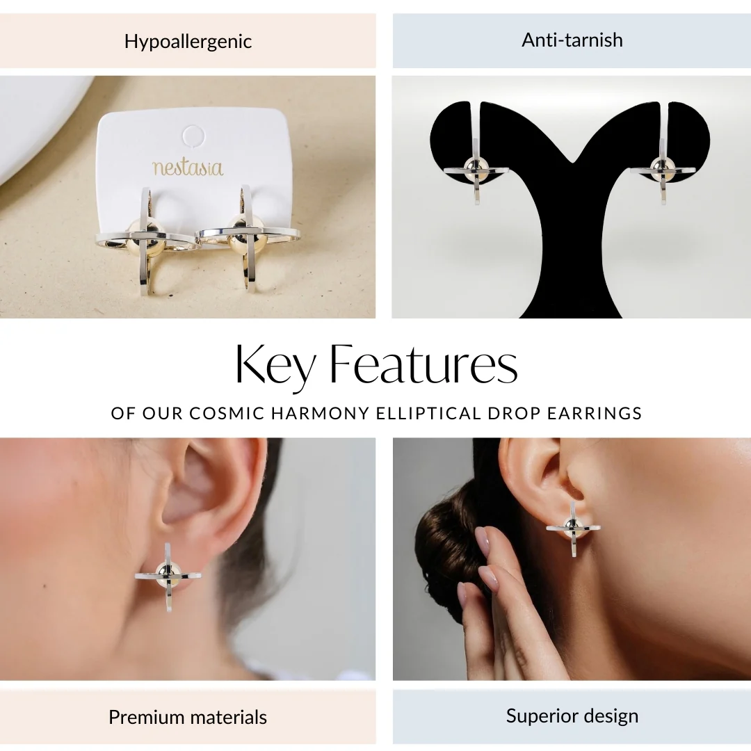 Cosmic Harmony Elliptical Drop Earrings - Image 4