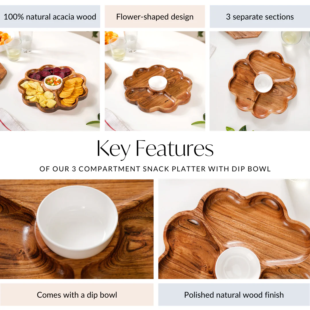 Cosmos 3 Section Snack Platter With Dip Bowl - Image 6