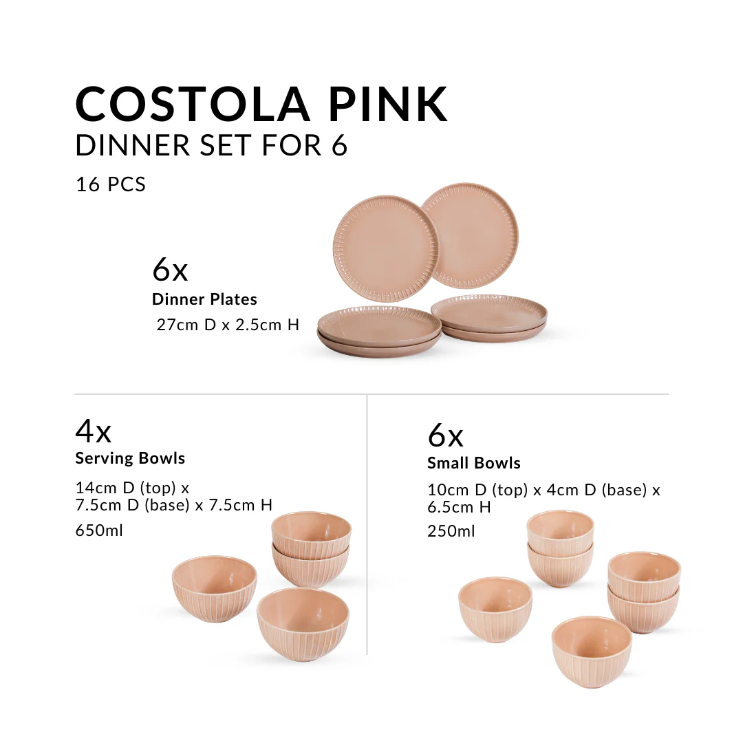 Costola Beige 16 Piece Ceramic Dinner Set For 6 - Image 3