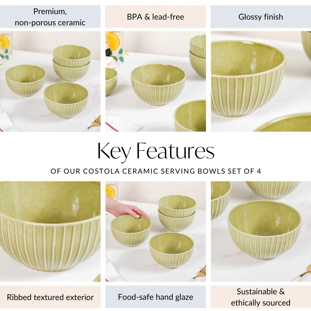 Costola Ceramic Serving Bowl Set Of 4 650ml - Image 5