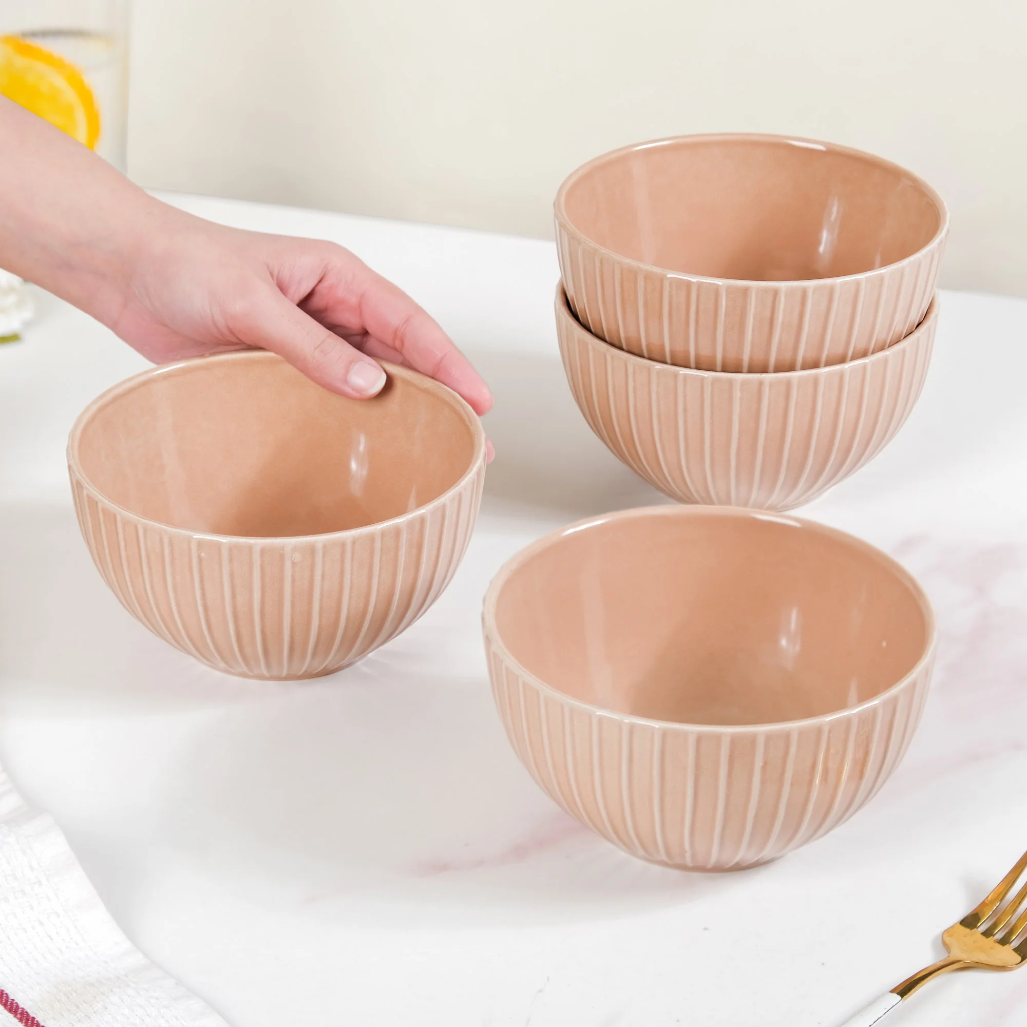 Costola Serving Bowls Set Of 4 Beige 650ml - Image 3