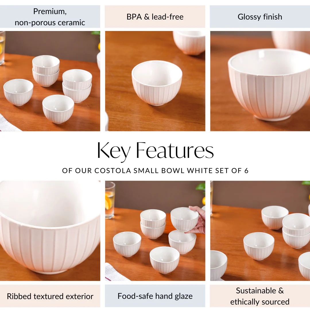 Costola Small Bowl Off White Set Of 6 250ml - Image 5