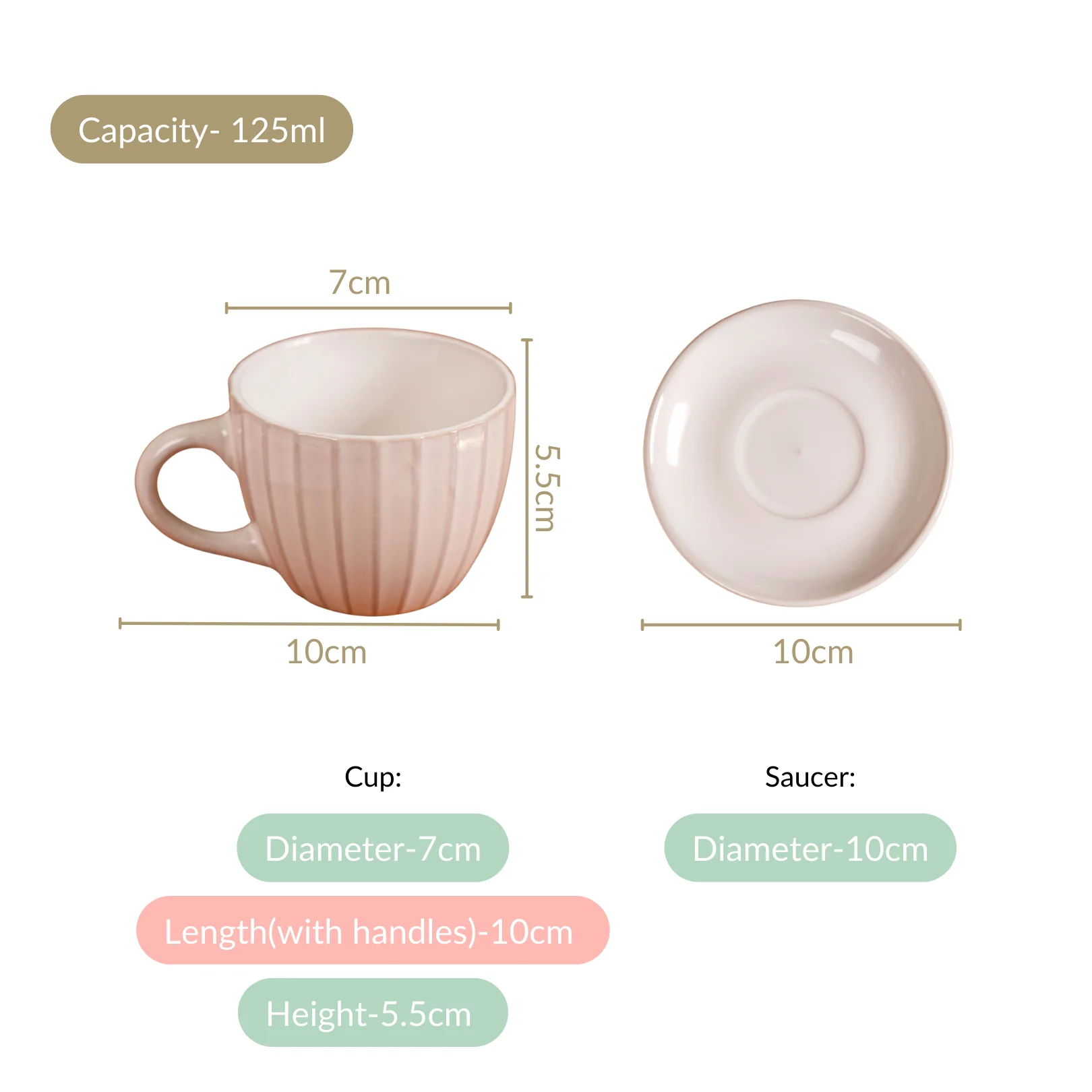 Costola Tea Cup And Saucer Set Of 4 Off White 125ml - Image 4