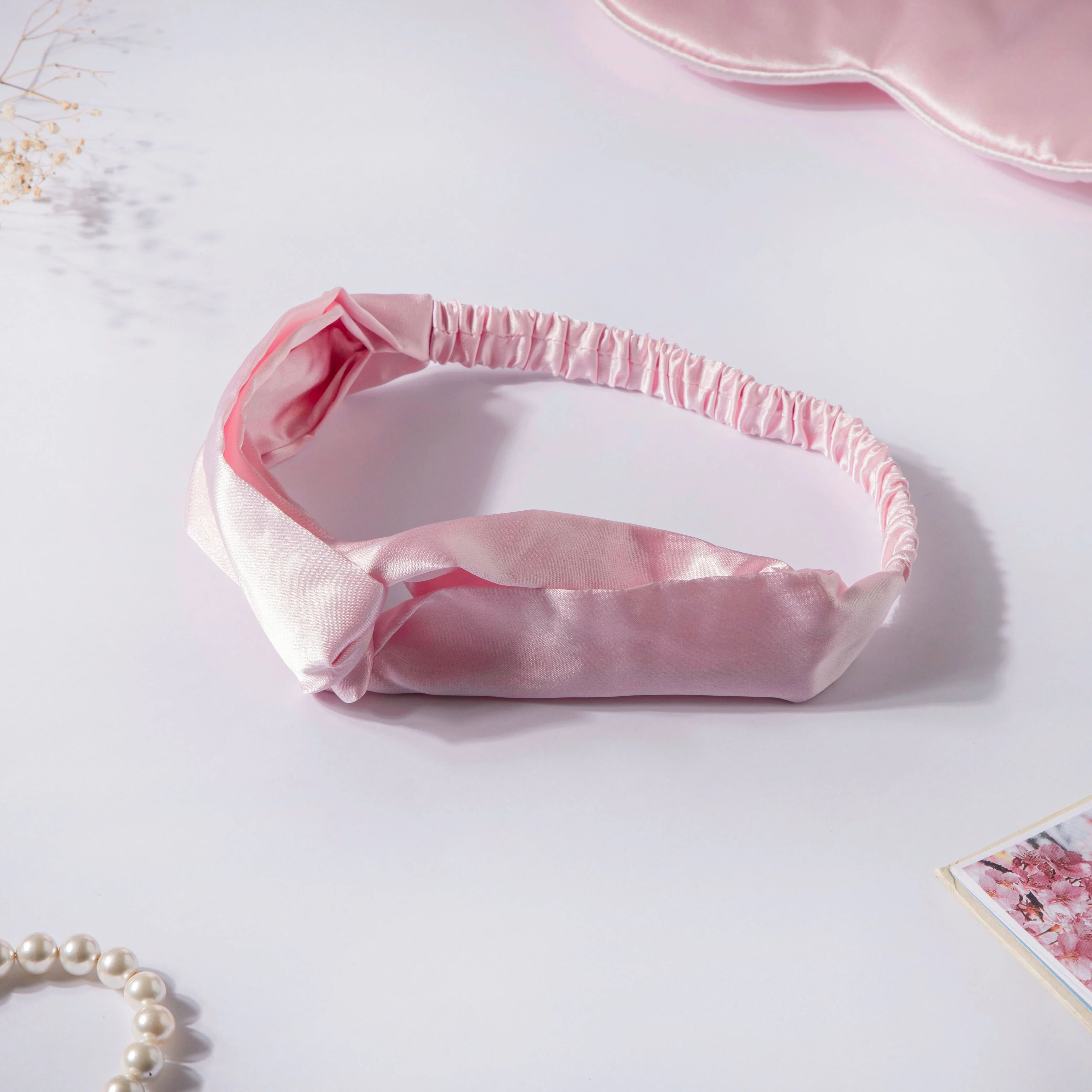 Cotton Candy Pink Satin Hair Band - Image 5