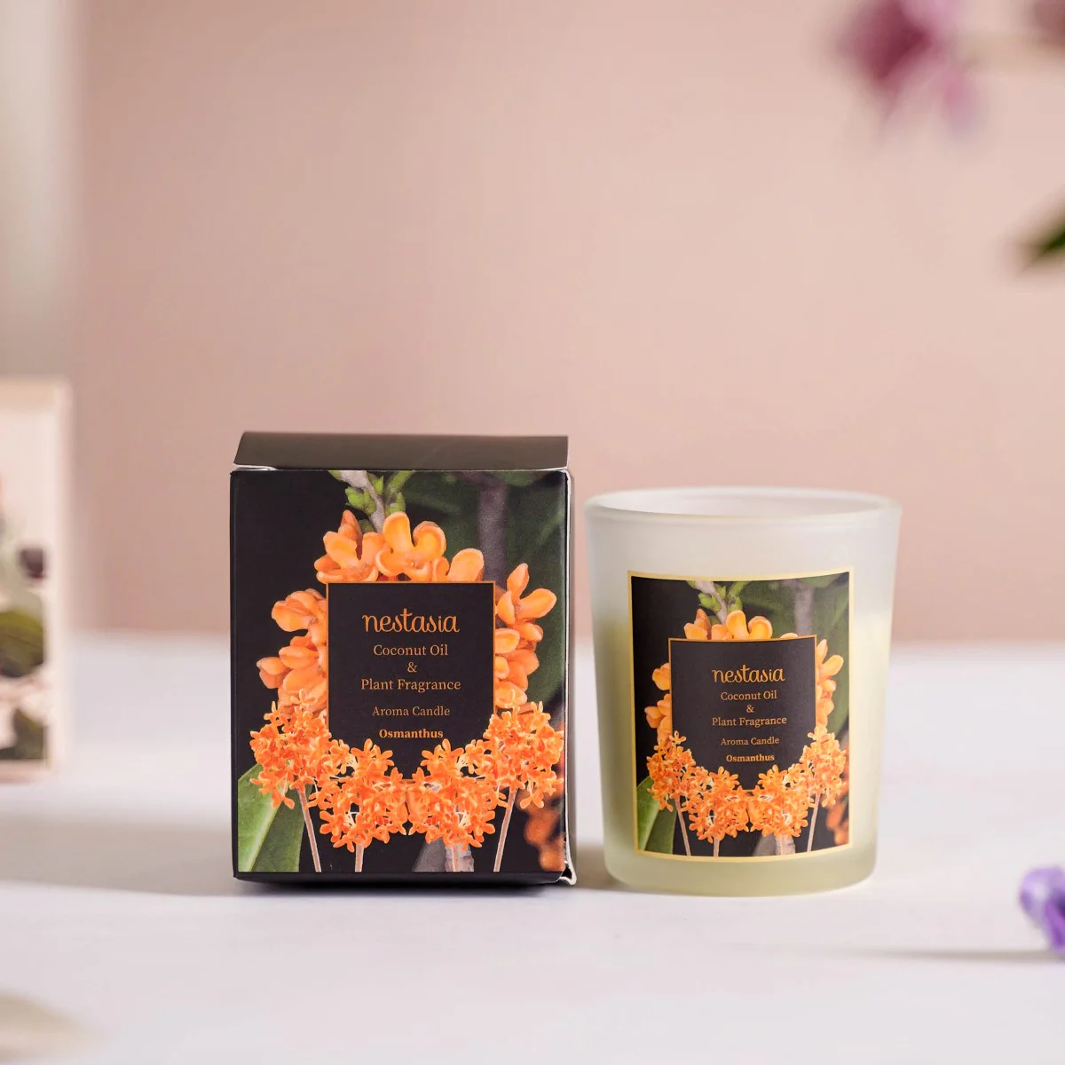 Cream Color Glass Candle - Image 4