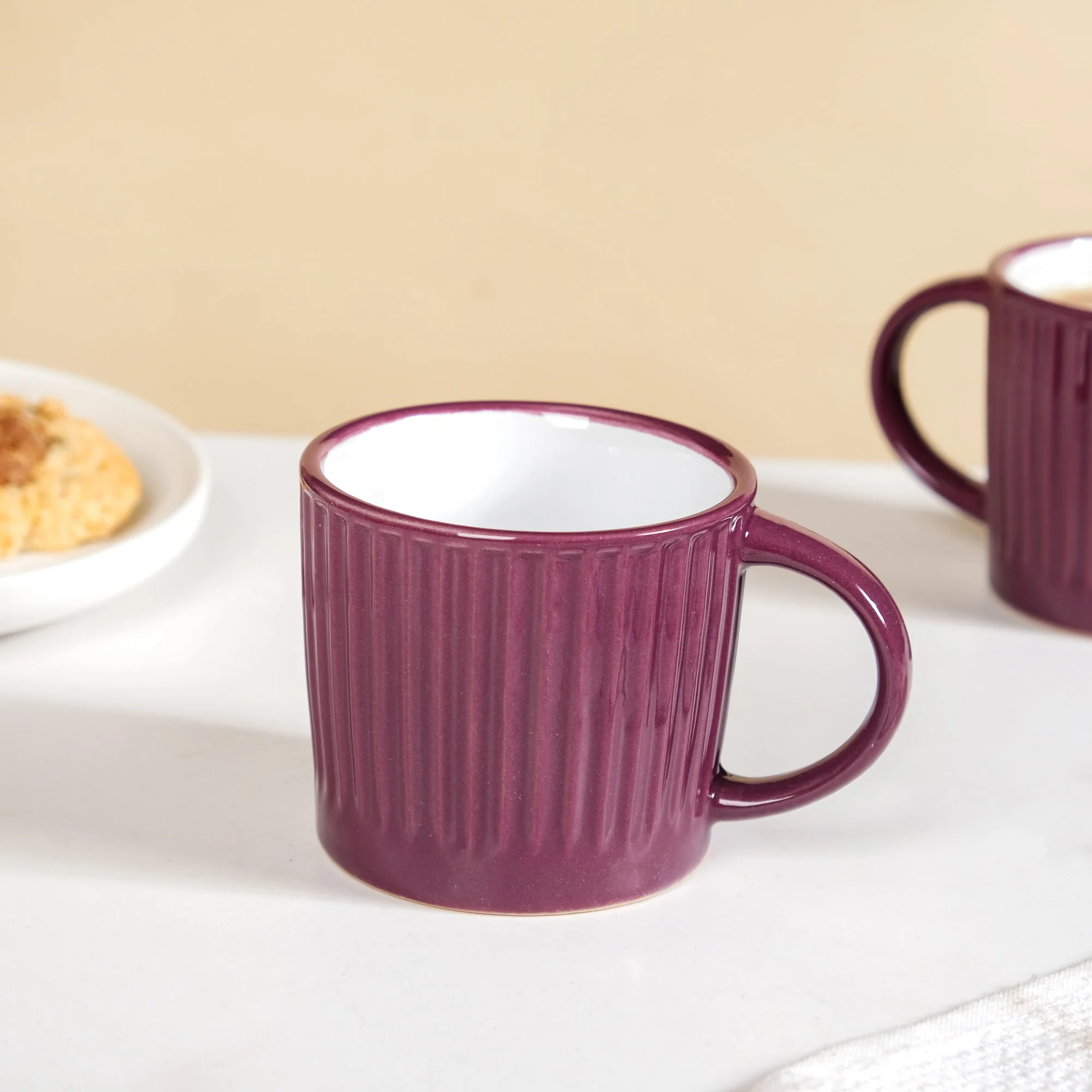 Cresta Ceramic Coffee Cup Set Of 6 Purple 300ml - Image 6