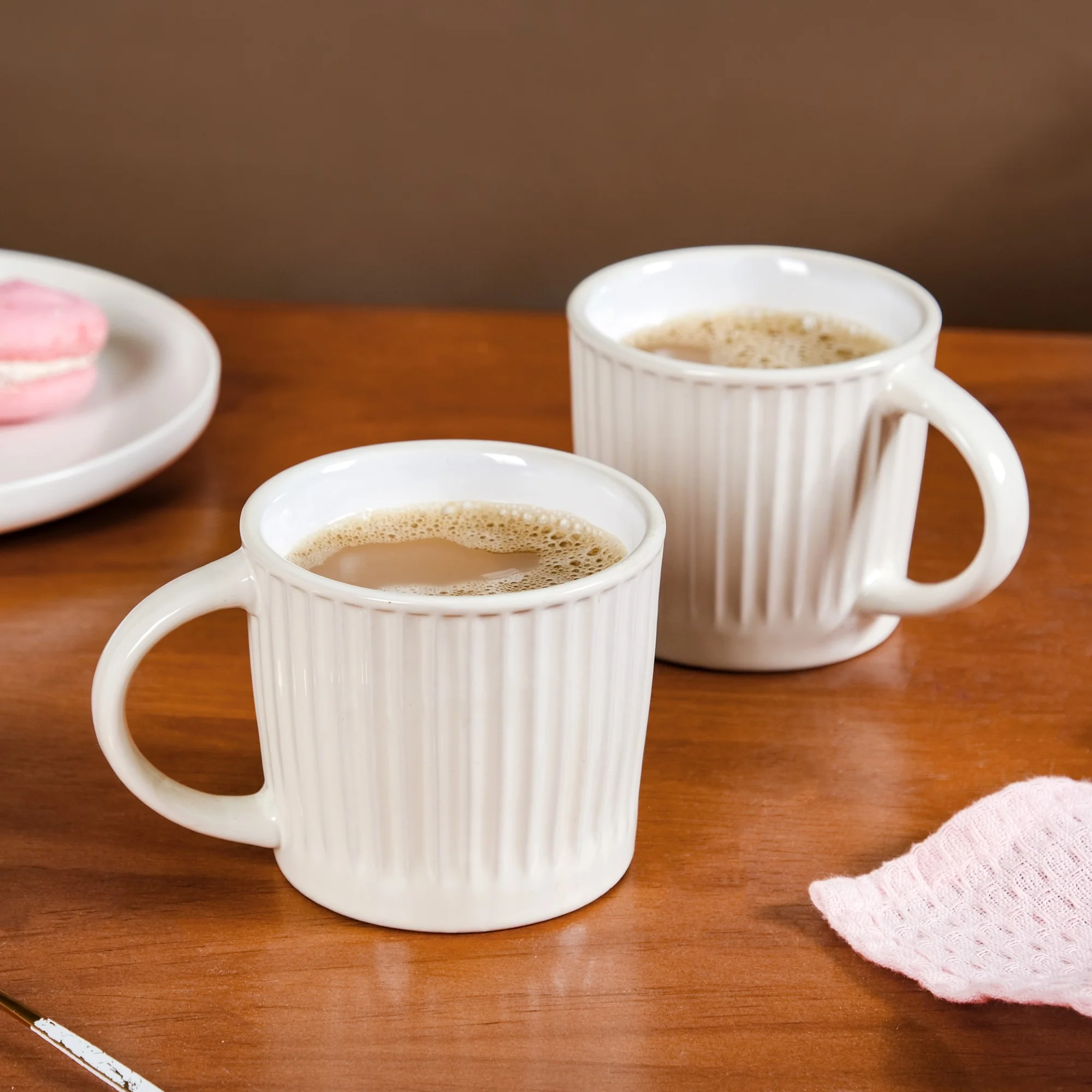 Cresta Ceramic Coffee Mug Set Of 6 Off White 300ml - Image 2