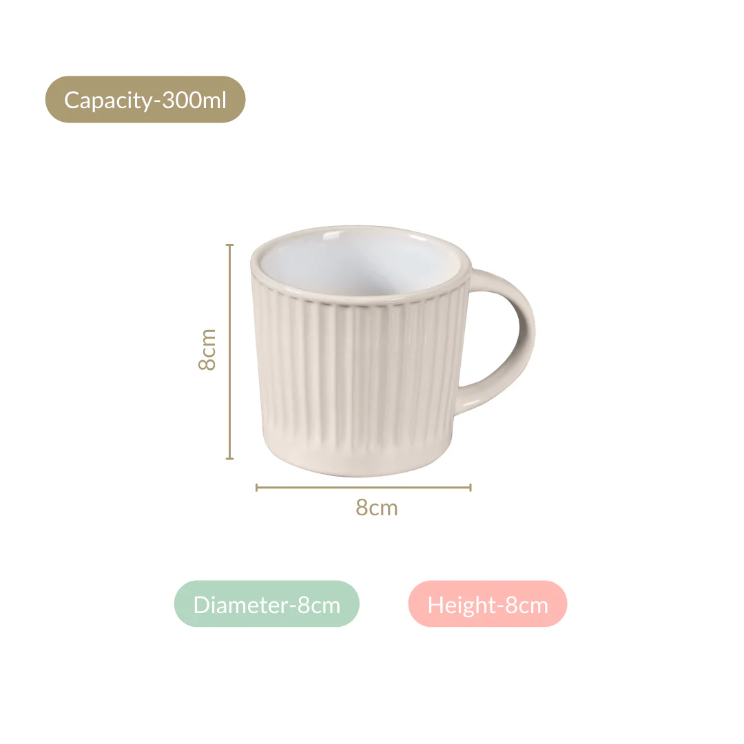 Cresta Ceramic Coffee Mug Set Of 6 Off White 300ml - Image 4