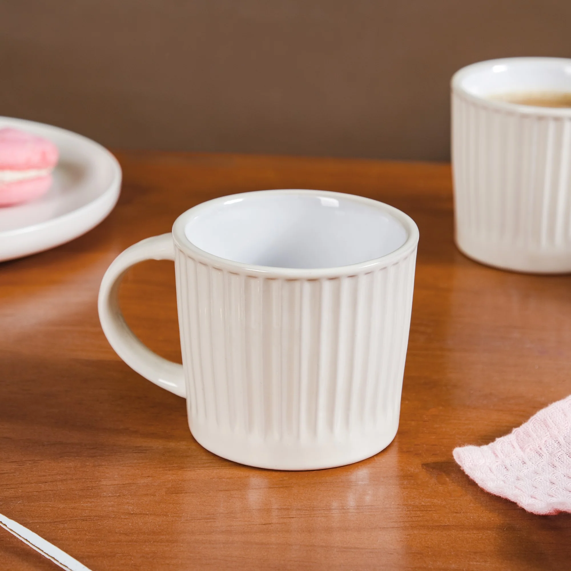 Cresta Ceramic Coffee Mug Set Of 6 Off White 300ml - Image 6