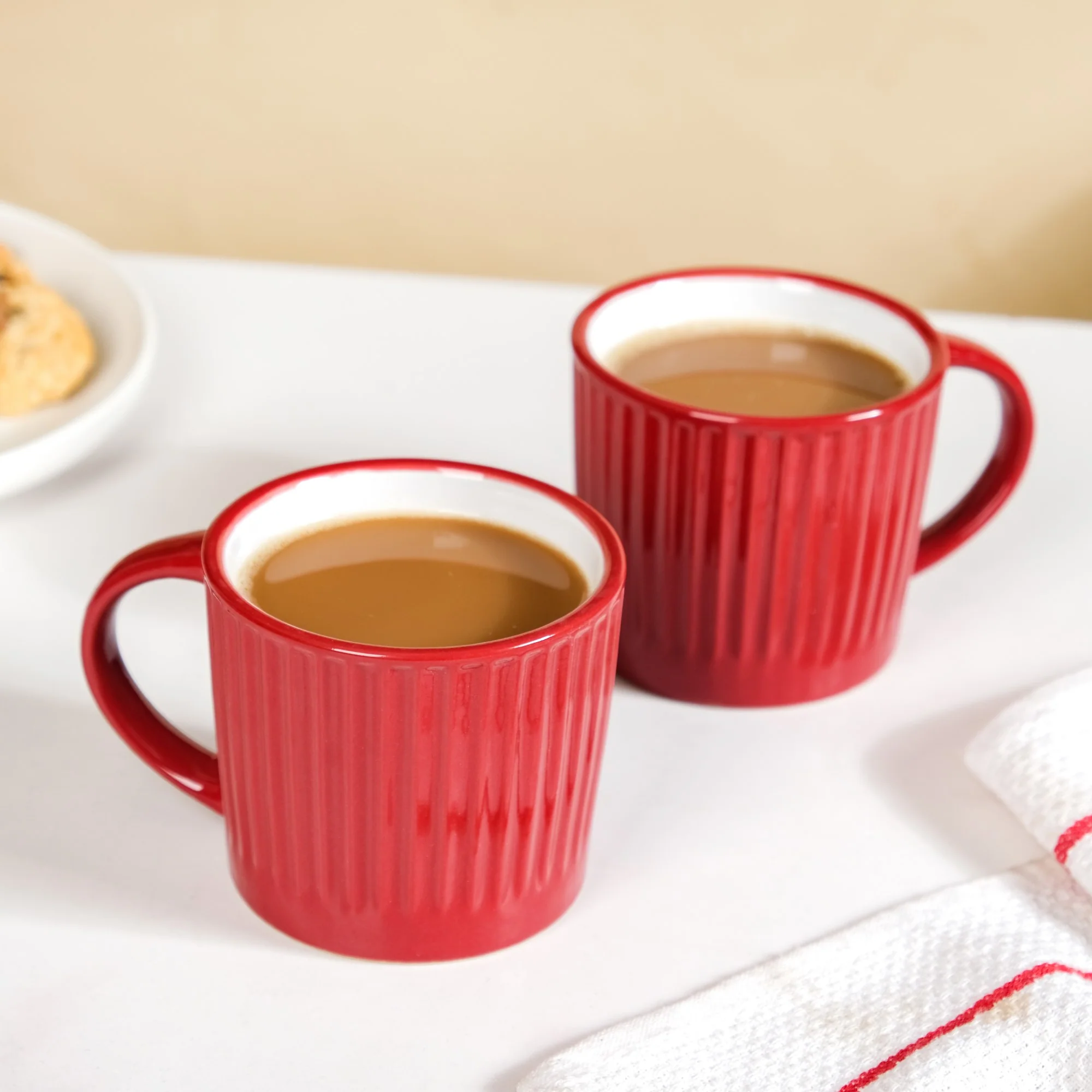 Cresta Ceramic Coffee Mug Set Of 6 Red 300ml - Image 2