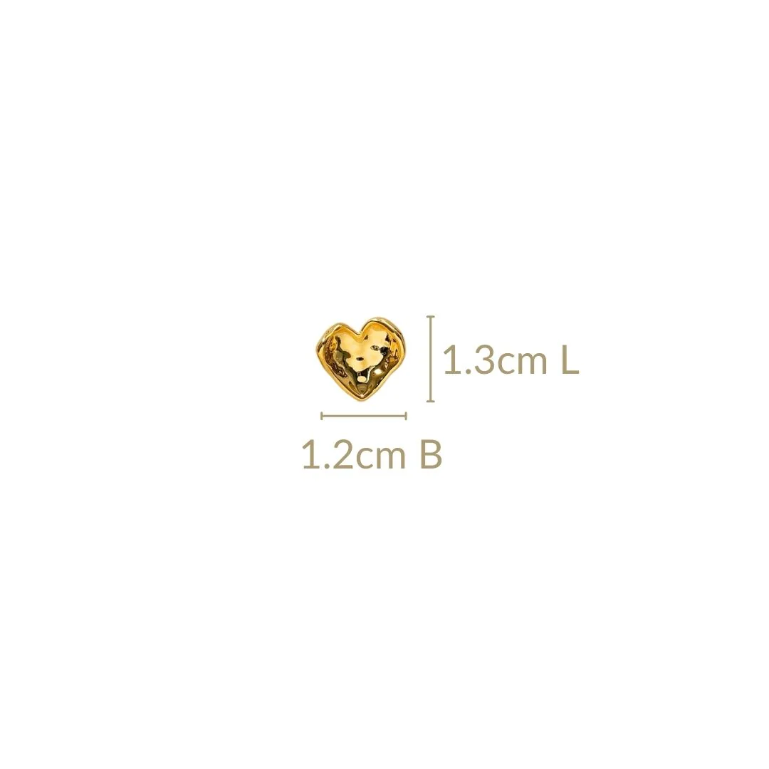 Crinkled Gold Heart Earrings - Image 3