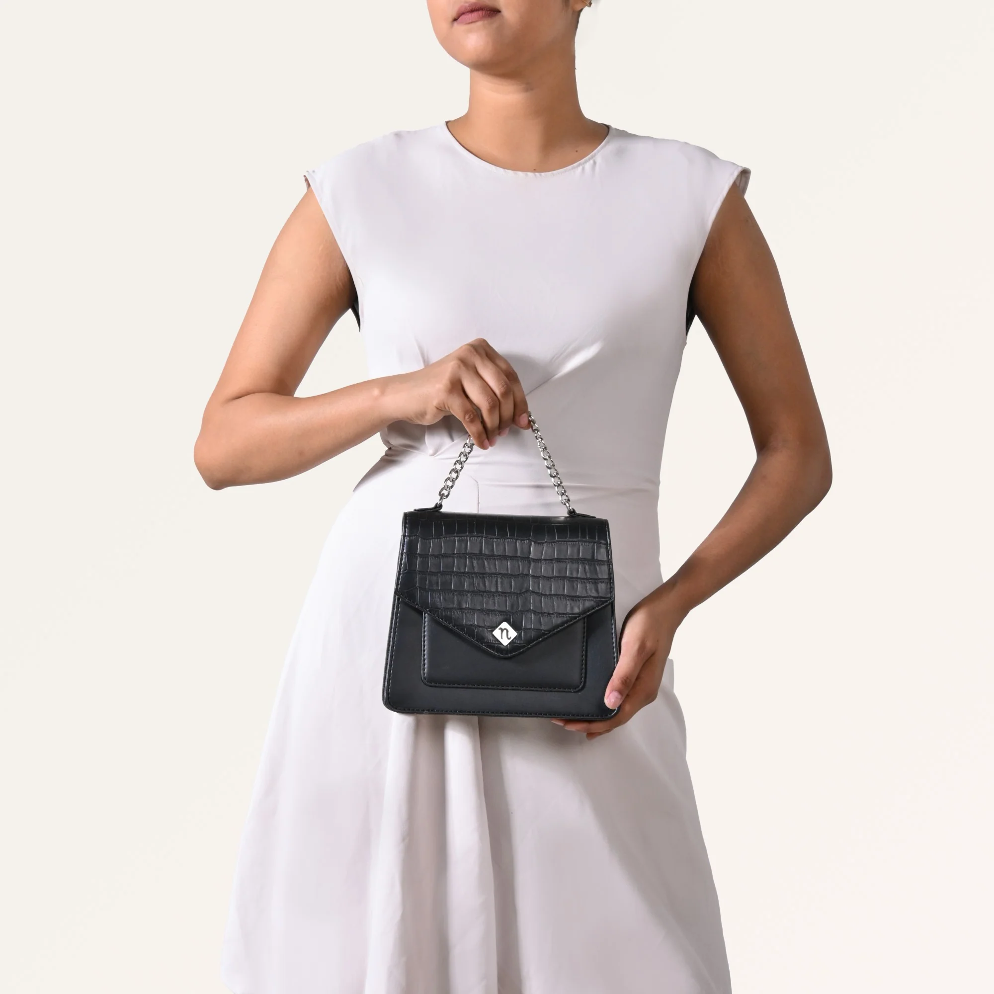 Croco Black Sling Bag - Image 3