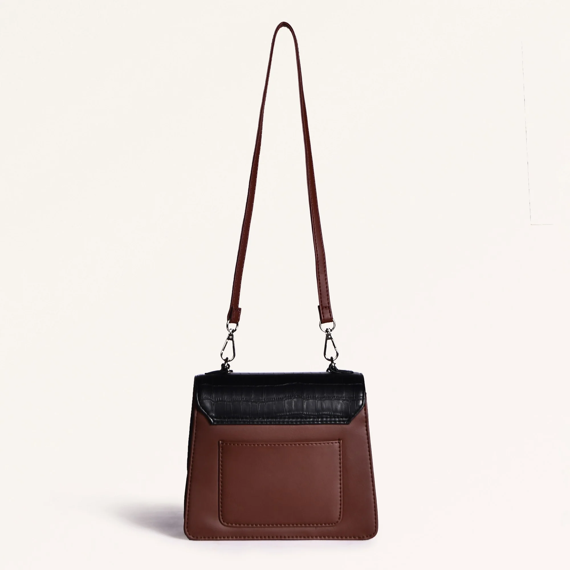 Croco Brown And Orange Handheld Bag - Image 11