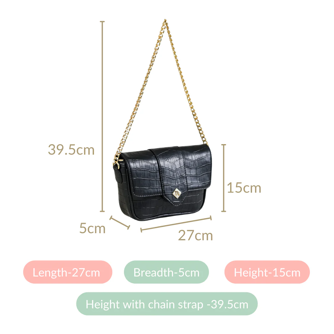 Croco Go-To Outing Bag Black - Image 9