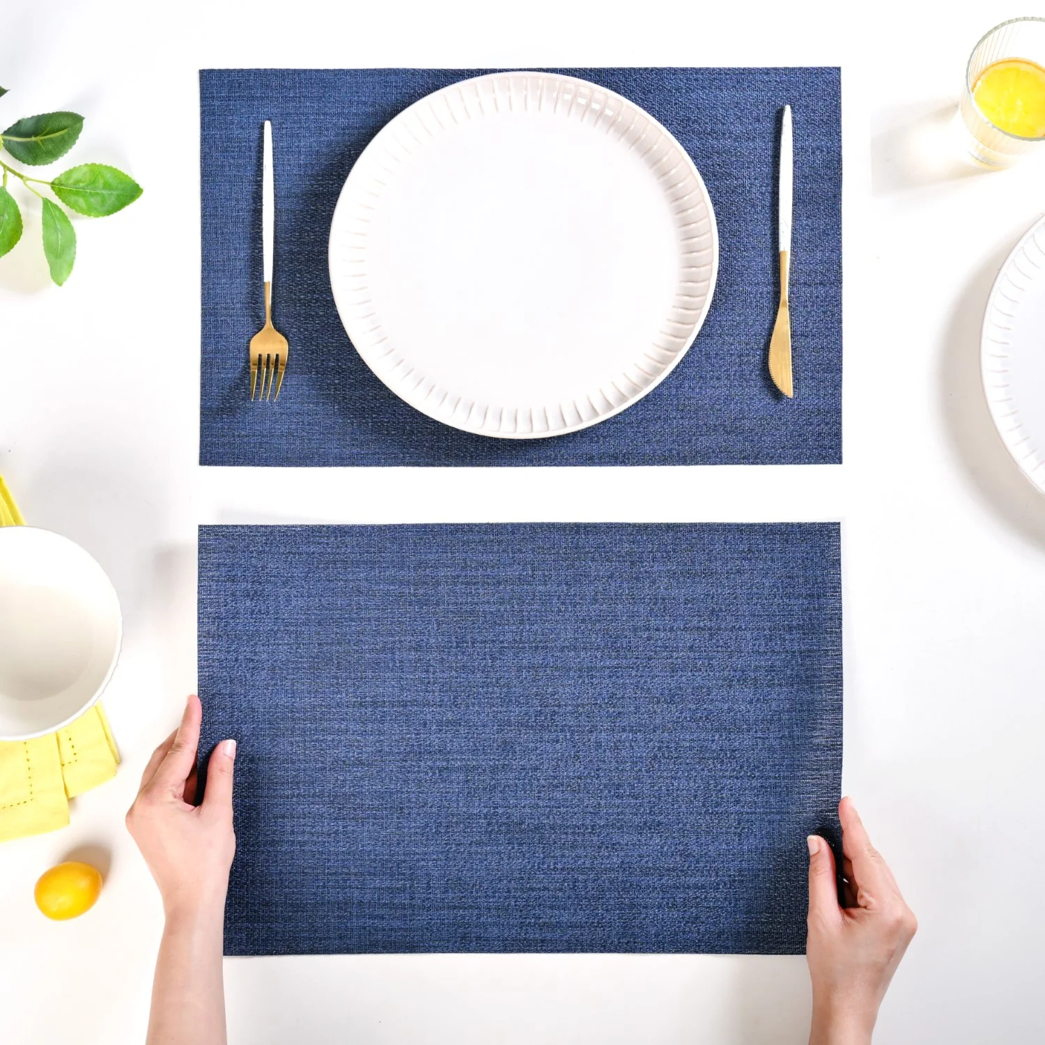 Crosshatch Midnight Blue Placemat Set Of 6 - Image 3