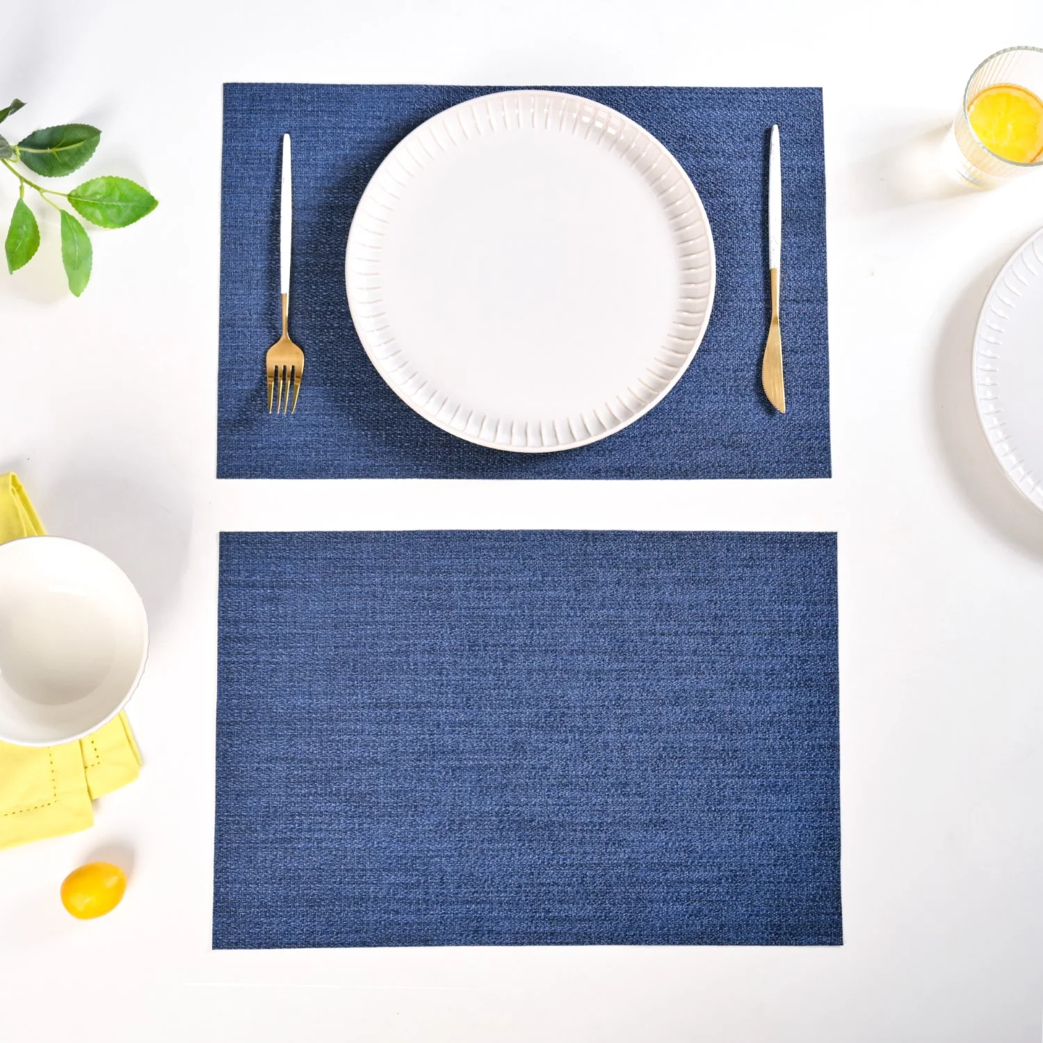 Crosshatch Midnight Blue Placemat Set Of 6 - Image 7