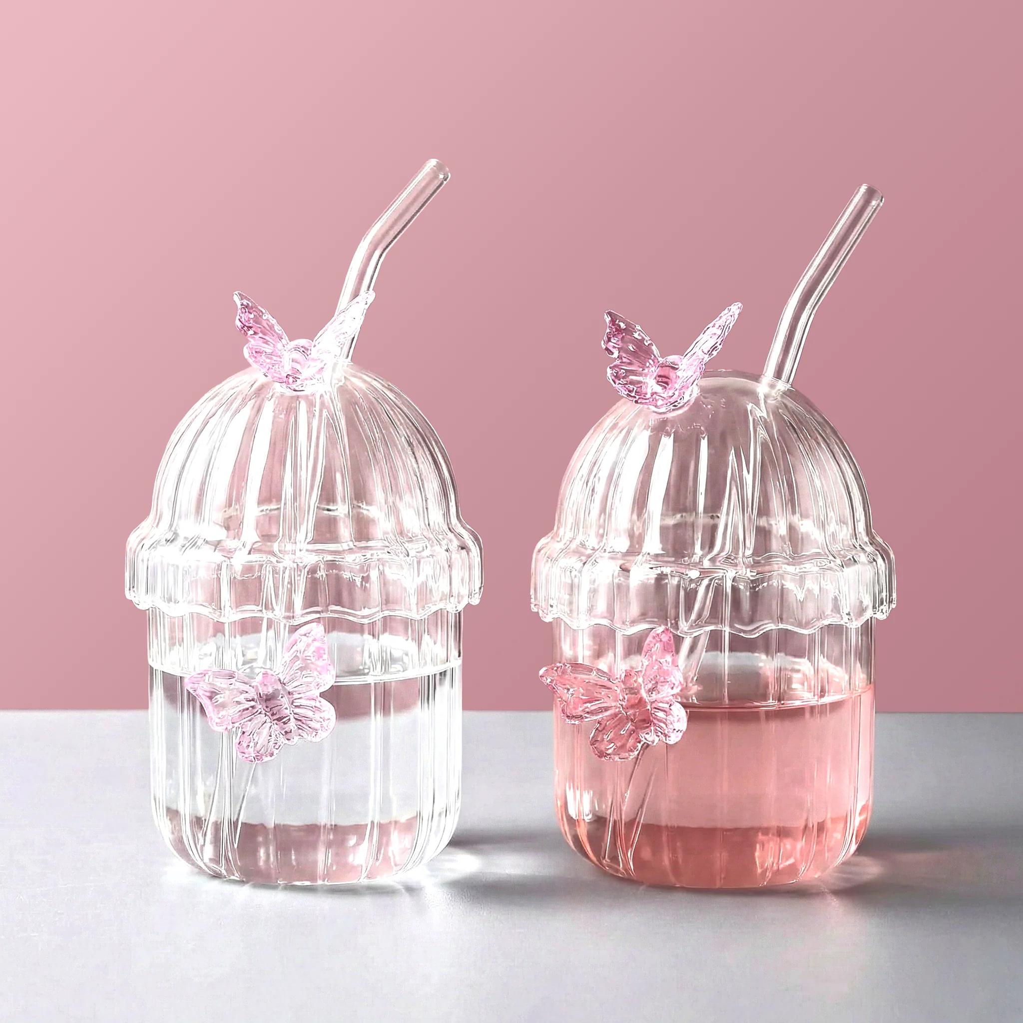 Crystal Fairy Core Butterfly Tumbler With Lid And Straw 450ml Set Of 2 - Image 12