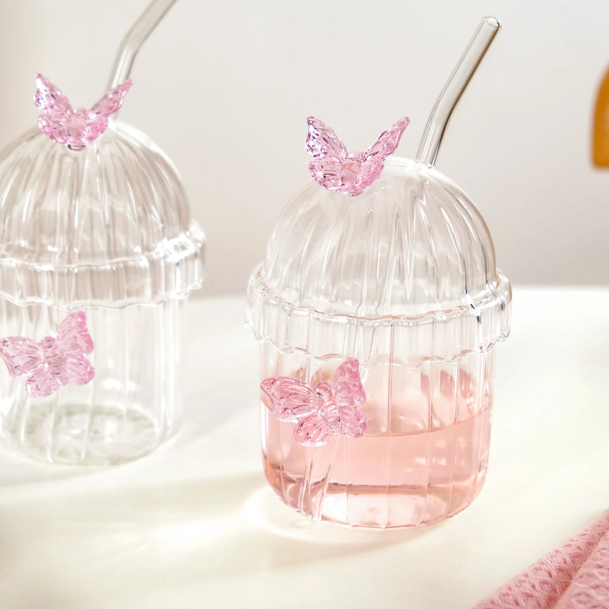 Crystal Fairy Core Butterfly Tumbler With Lid And Straw 450ml Set Of 2 - Image 5