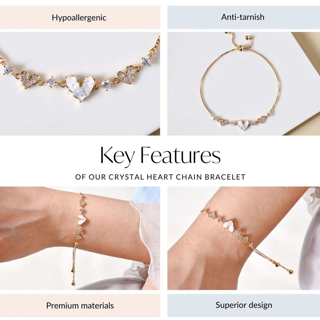 Crystal Heart Chain Bracelet - Image 4