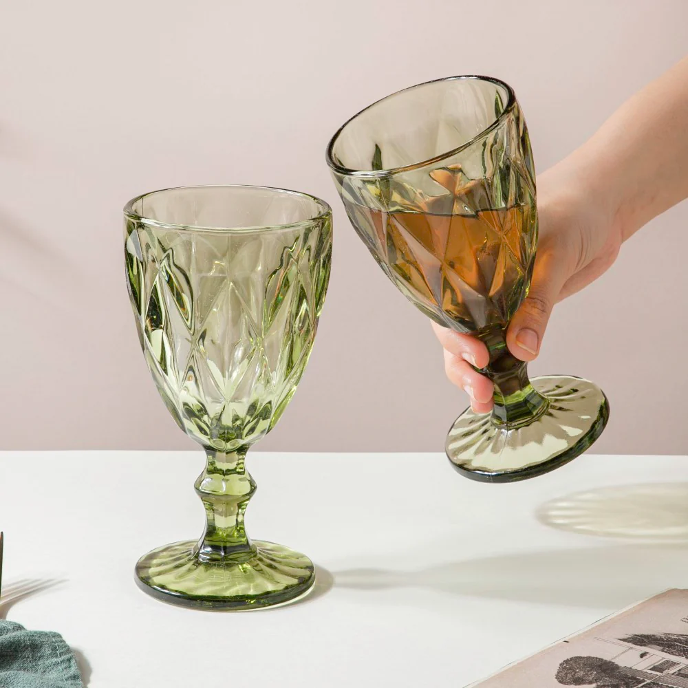 Crystal Red Wine Glass Green Set Of 6 300 ml - Image 2