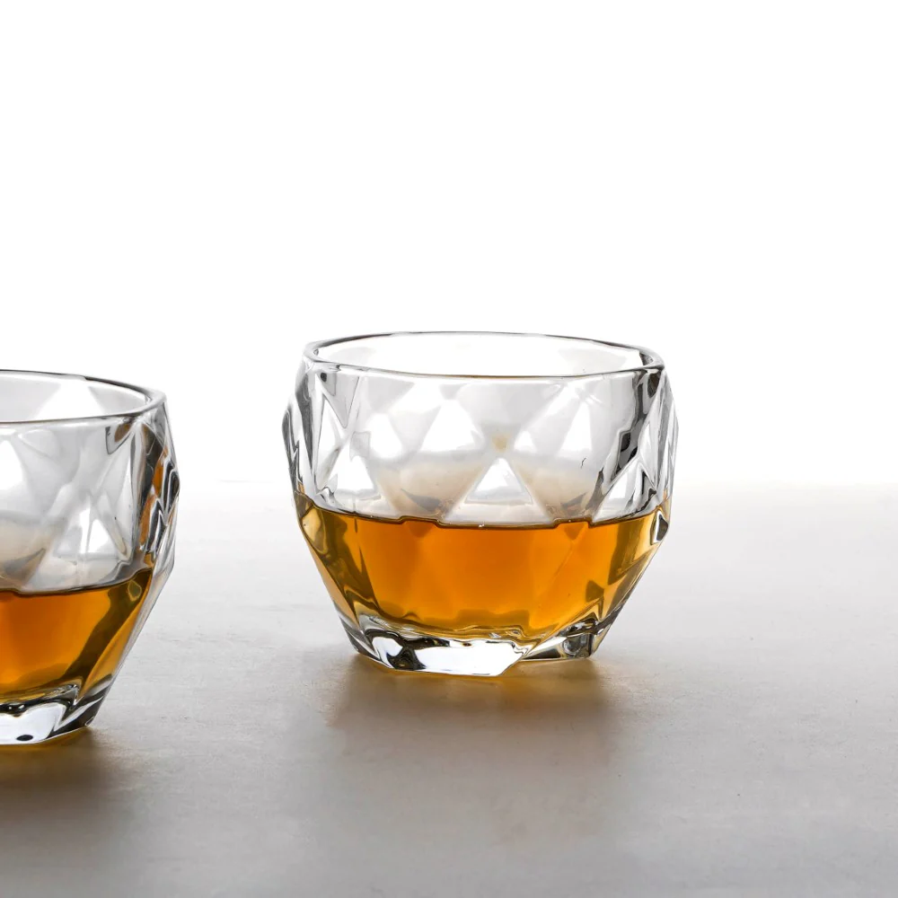 Crystal Round Diamond Textured Drinkware Set of 2 250 ml - Image 7