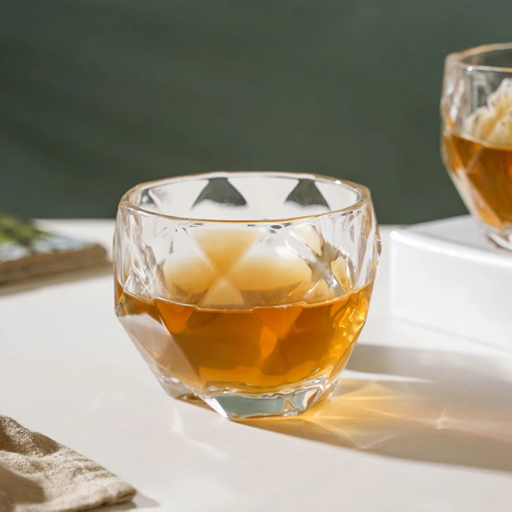 Crystal Round Diamond Textured Drinkware Set of 2 250 ml - Image 8