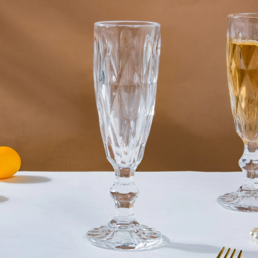Crystal Textured Champagne Glass Transparent Set Of 6 150 ml - Image 5