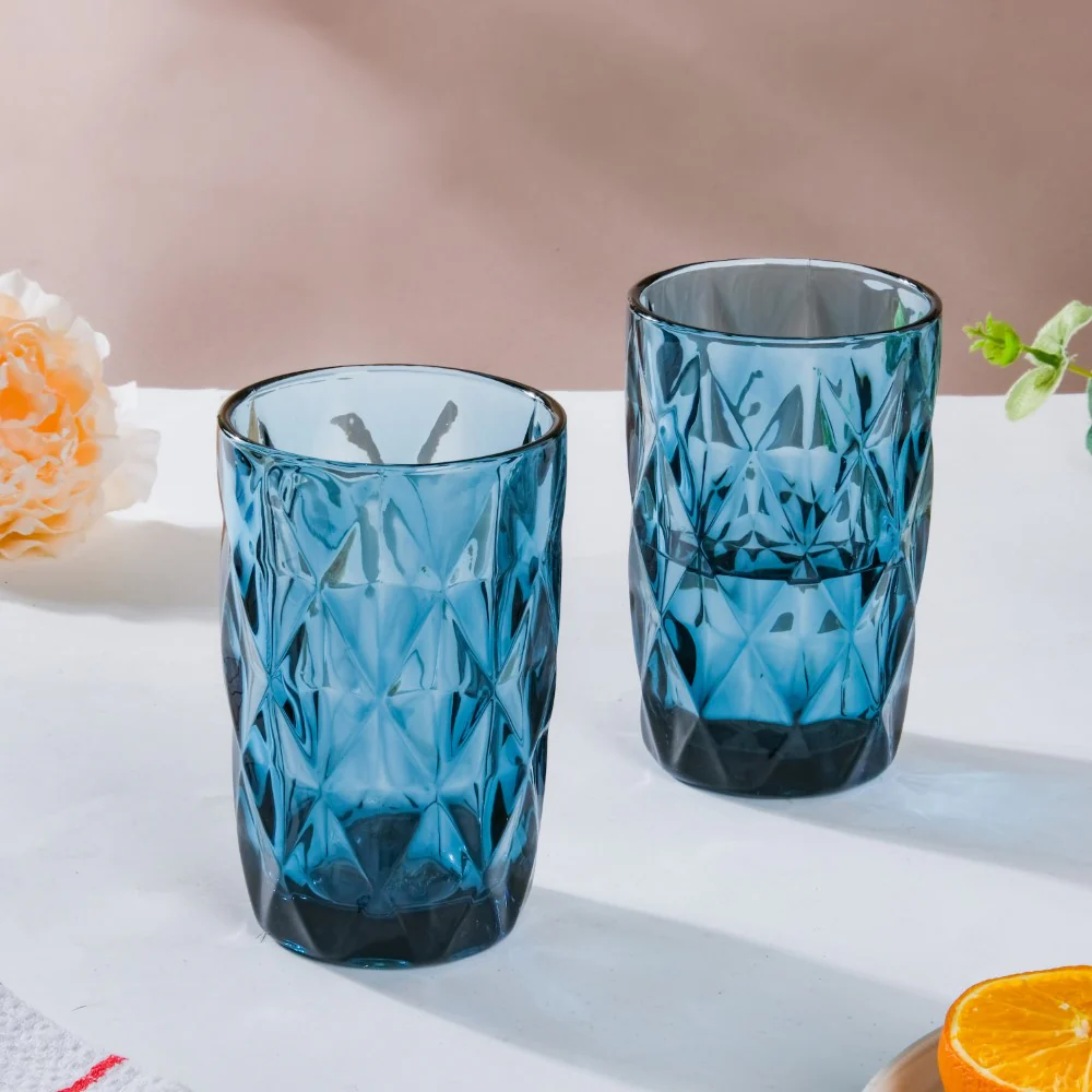 Crystal Tumbler Glass Blue Set Of 6 350 ml - Image 10